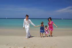 family on vacation at beach